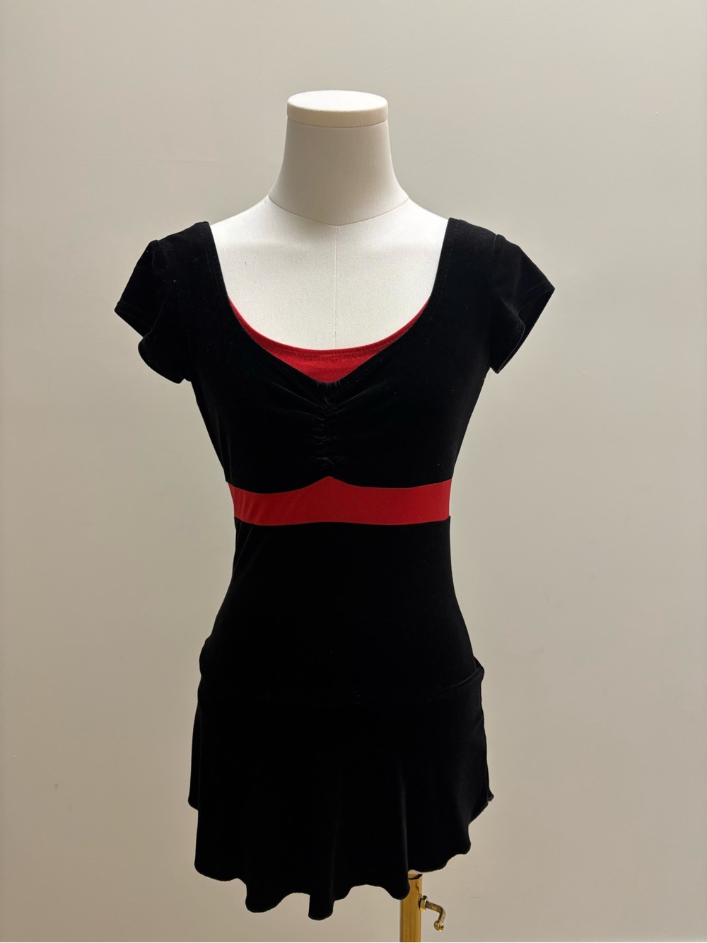 Kids Dance Costume Dress with Red Accent